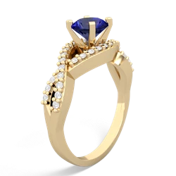 Lab Sapphire Diamond Twist 6Mm Round Engagment  14K Yellow Gold ring R26406RD