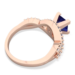 Lab Sapphire Diamond Twist 6Mm Princess Engagment  14K Rose Gold ring R26406SQ