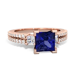 Lab Sapphire Classic 6Mm Princess Engagement 14K Rose Gold ring R26436SQ