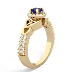 Lab Sapphire Celtic Knot Halo 14K Yellow Gold ring R26445RH