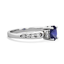 Lab Sapphire Filligree Scroll Oval 14K White Gold ring R0812