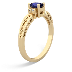 Lab Sapphire Filligree Scroll Oval 14K Yellow Gold ring R0812