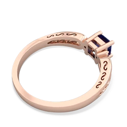 Lab Sapphire Filligree Scroll Square 14K Rose Gold ring R2430