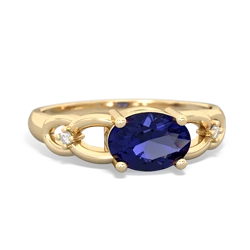 Lab Sapphire Links 14K Yellow Gold ring R4032