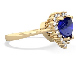 Lab Sapphire Sparkling Halo Heart 14K Yellow Gold ring R0391