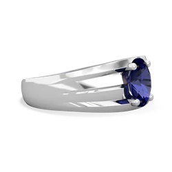 Lab Sapphire Men's Two Lane 14K White Gold ring R0363