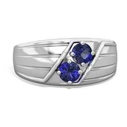 Lab Sapphire Men's Streamline 14K White Gold ring R0460