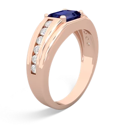 Lab Sapphire Men's Diamond Channel 14K Rose Gold ring R0500