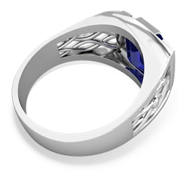 Lab Sapphire Men's Vine 14K White Gold ring R0490