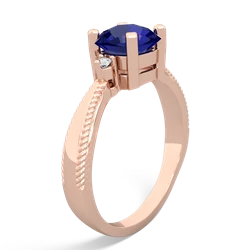 Lab Sapphire Cushion Rope 14K Rose Gold ring R2484