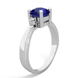 Lab Sapphire Cushion Rope 14K White Gold ring R2484