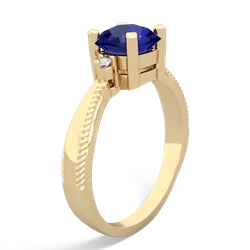 Lab Sapphire Cushion Rope 14K Yellow Gold ring R2484