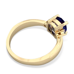 Lab Sapphire Cushion Rope 14K Yellow Gold ring R2484