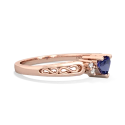 Lab Sapphire Filligree Scroll Heart 14K Rose Gold ring R2429