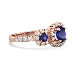 Lab Sapphire Regal Halo 14K Rose Gold ring R5350