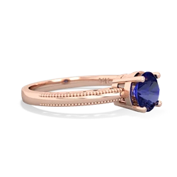 Lab Sapphire Milgrain Filigree 14K Rose Gold ring R5090