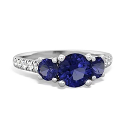 Lab Sapphire Pave Trellis 14K White Gold ring R5500