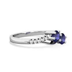 Lab Sapphire Infinity Pave Two Stone 14K White Gold ring R5285