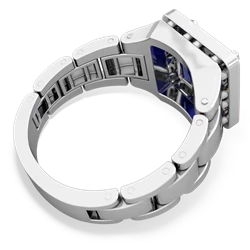 Lab Sapphire Men's Watch 14K White Gold ring R0510