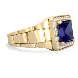 Lab Sapphire Men's Watch 14K Yellow Gold ring R0510