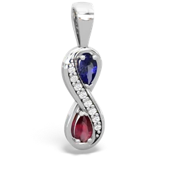 Lab Sapphire Diamond Infinity 14K White Gold pendant P5390