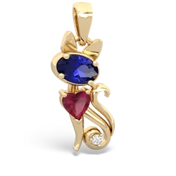 Lab Sapphire Kitten 14K Yellow Gold pendant P5780