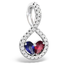 Lab Sapphire Pave Twist 'One Heart' 14K White Gold pendant P5360