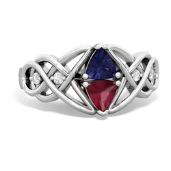 Lab Sapphire Keepsake Celtic Knot 14K White Gold ring R5300