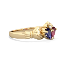 Lab Sapphire 'Our Heart' Claddagh 14K Yellow Gold ring R2388