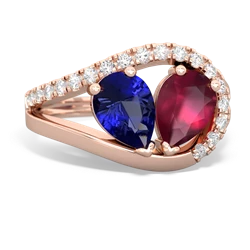 Lab Sapphire Nestled Heart Keepsake 14K Rose Gold ring R5650