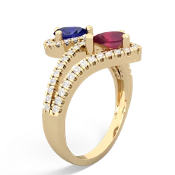 Lab Sapphire Diamond Dazzler 14K Yellow Gold ring R3000