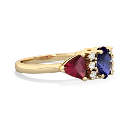 Lab Sapphire Antique Style Three Stone 14K Yellow Gold ring R2186