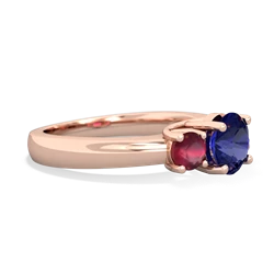 Lab Sapphire Three Stone Round Trellis 14K Rose Gold ring R4018