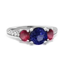 Lab Sapphire Pave Trellis 14K White Gold ring R5500