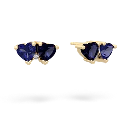 Lab Sapphire Sweethearts 14K Yellow Gold earrings E5260