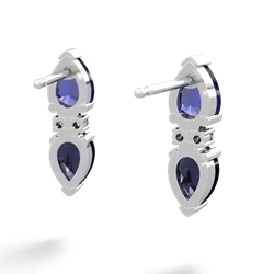 Lab Sapphire Bowtie Drop 14K White Gold earrings E0865