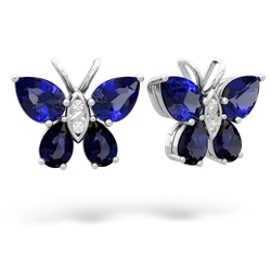 Lab Sapphire Butterfly 14K White Gold earrings E2215