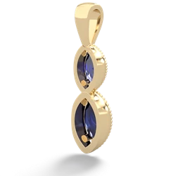 Lab Sapphire Antique-Style Halo 14K Yellow Gold pendant P5700