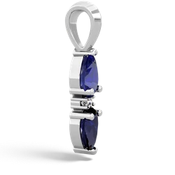 Lab Sapphire Bowtie Drop 14K White Gold pendant P0865