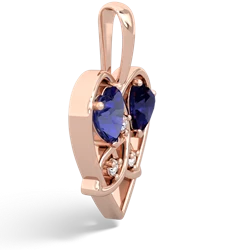 Lab Sapphire Celtic Trinity Heart 14K Rose Gold pendant P5331