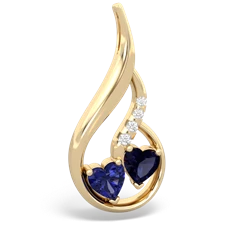 Lab Sapphire Keepsake Curves 14K Yellow Gold pendant P5450