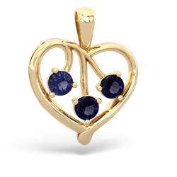 Lab Sapphire Glowing Heart 14K Yellow Gold pendant P2233