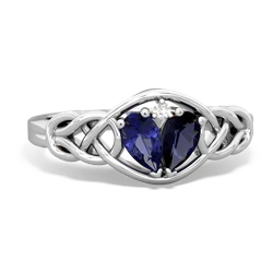 Lab Sapphire Celtic Love Knot 14K White Gold ring R5420