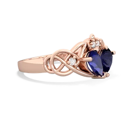 Lab Sapphire 'One Heart' Celtic Knot Claddagh 14K Rose Gold ring R5322