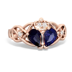 Lab Sapphire 'One Heart' Celtic Knot Claddagh 14K Rose Gold ring R5322