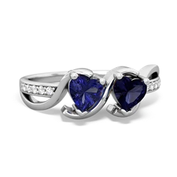 Lab Sapphire Side By Side 14K White Gold ring R3090