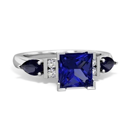 Lab Sapphire 6Mm Princess Eternal Embrace Engagement 14K White Gold ring C2002