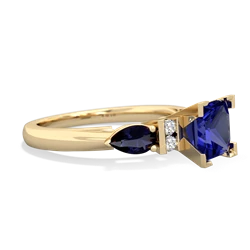 Lab Sapphire 6Mm Princess Eternal Embrace Engagement 14K Yellow Gold ring C2002