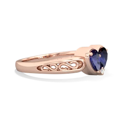 Lab Sapphire Filligree 'One Heart' 14K Rose Gold ring R5070