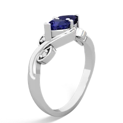 Lab Sapphire Floral Elegance 14K White Gold ring R5790